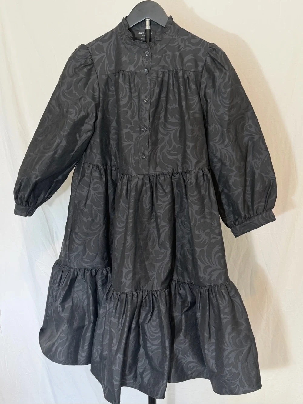 ✨ Kate Spade New York Flourish Swirl Tiered Taffeta Mini Dress Size Medium